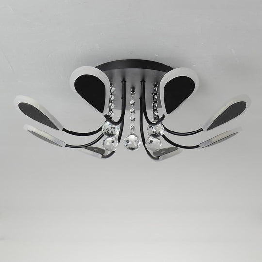 Modern Crystal Flush Mount Ceiling Light 8 Lights
