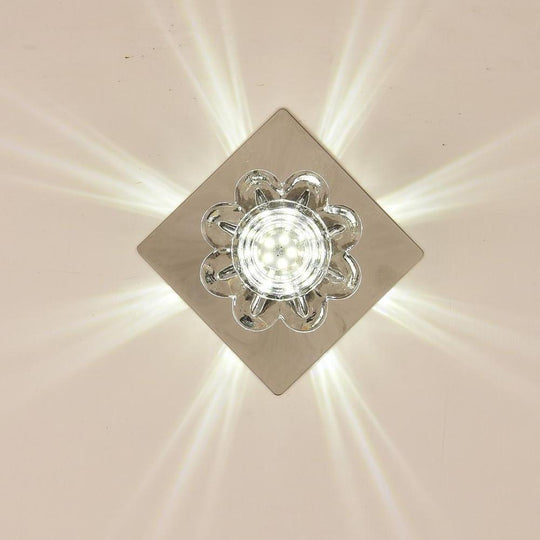Flower Shaped Electroplated Metal Crystal LED Modern Ceiling Light