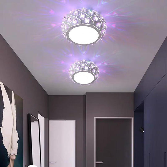Metal Crystal Decorative LED Flush Mount Ceiling Light