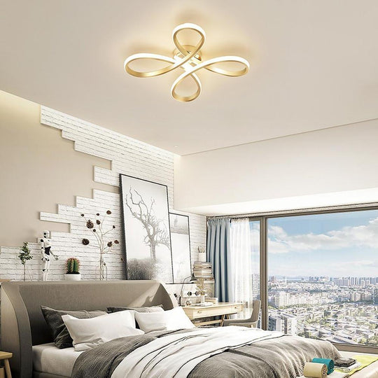 Linear Flower Shaped LED Gold Modern Ceiling Light Flush Mount Lamp