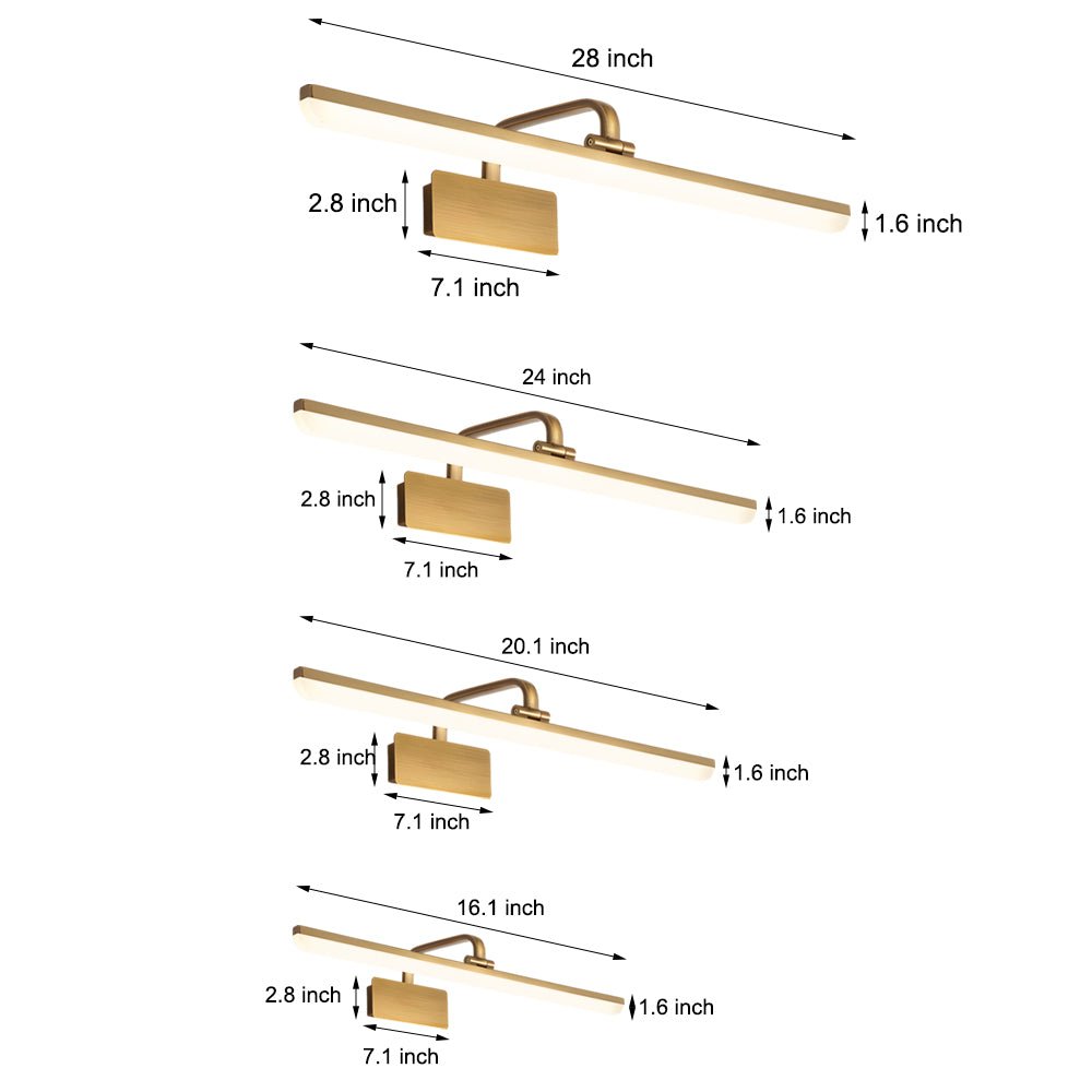 Brass Linear LED Bathroom Vanity Light – Curved Rod Design