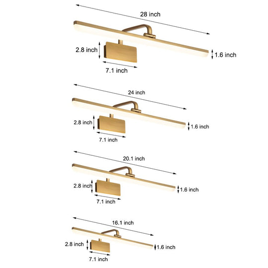 Brass Linear LED Bathroom Vanity Light – Curved Rod Design