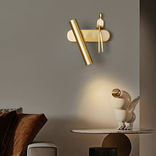 Brass Adjustable LED Wall Spotlight with Slender Design