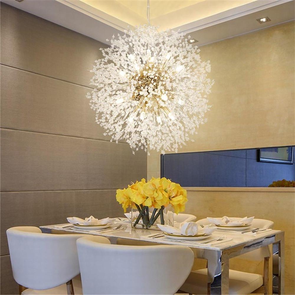 Chic Modern Metal Crystal Globe Chandelier Kitchen and Dining Room Ceiling Light