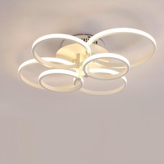 6-Light Metal and Silica Gel Flush Mount LED Ceiling Light – Modern Contemporary Design