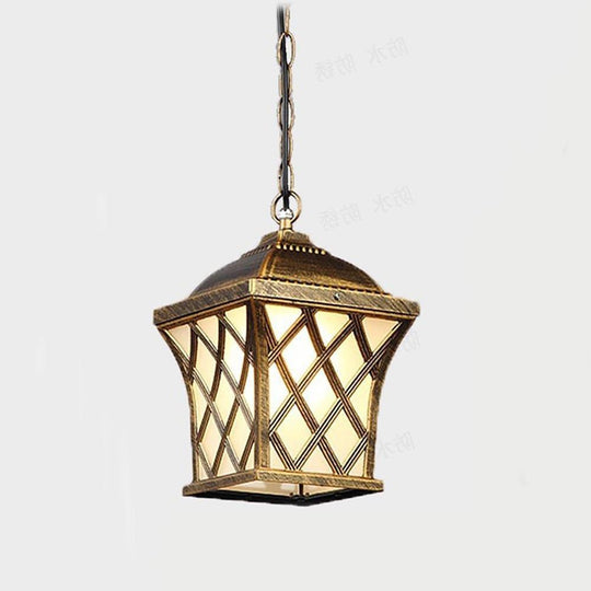 Classic Electroplated Metal Glass Lantern Traditional Pendant Light