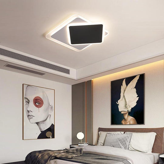 Square Double-Layer LED Flush Mount Ceiling Light – Minimalist Modern Design
