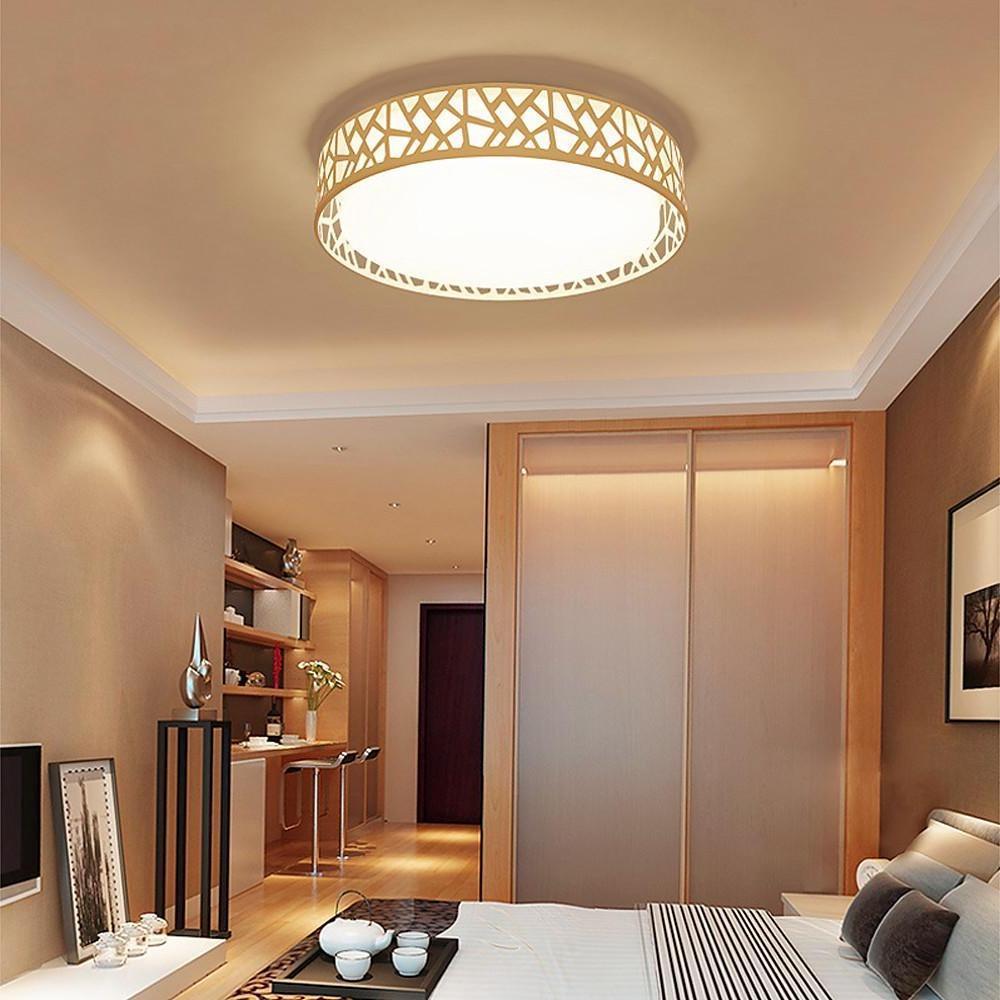 Round Metal Traditional Drum Flush Mount LED Ceiling Light