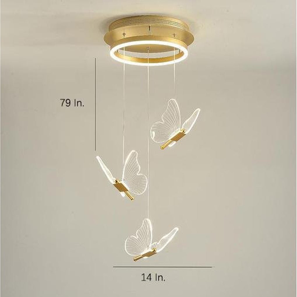 Butterfly Shapes – Acrylic Metal LED Pendant Chandelier for Living Rooms and High Ceilings