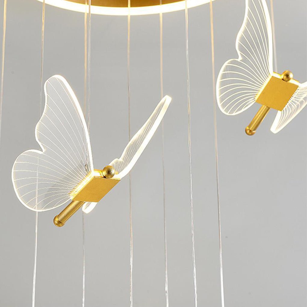 Butterfly Shapes – Acrylic Metal LED Pendant Chandelier for Living Rooms and High Ceilings