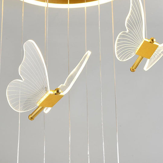 Butterfly Shapes – Acrylic Metal LED Pendant Chandelier for Living Rooms and High Ceilings