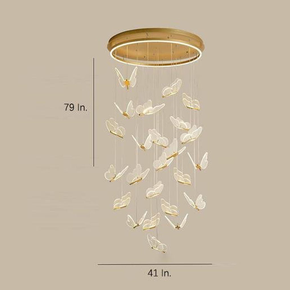 Butterfly Shapes – Acrylic Metal LED Pendant Chandelier for Living Rooms and High Ceilings