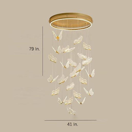 Butterfly Shapes – Acrylic Metal LED Pendant Chandelier for Living Rooms and High Ceilings