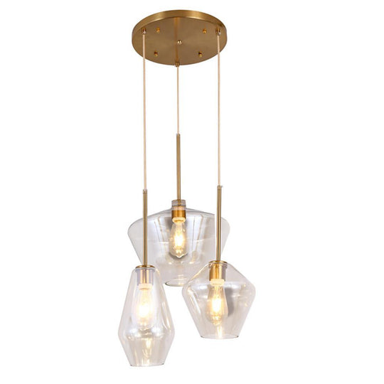 3-Light Creative Glass LED Retro Pendant Light for Kitchen Island
