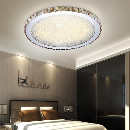 16" Rounded Antique Metal Crystal LED Flush Mount Ceiling Light