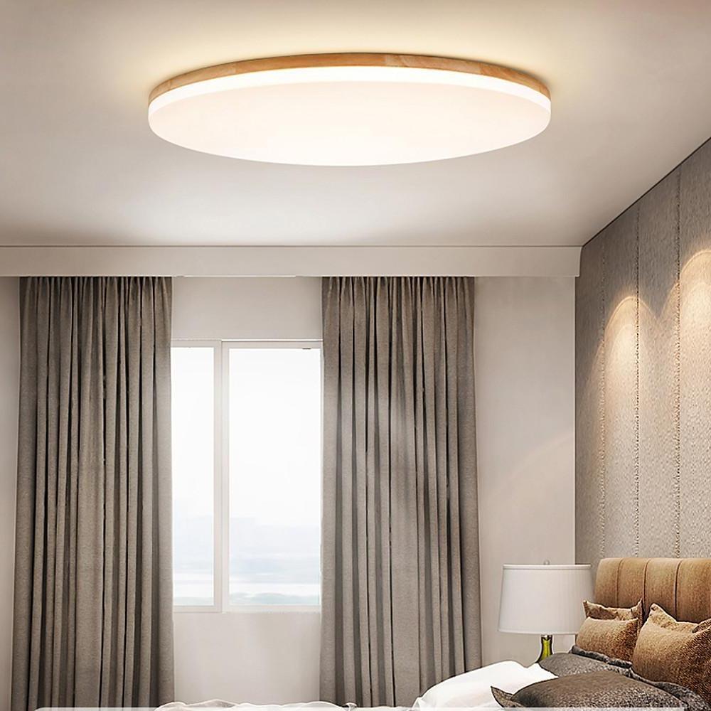 Circular Minimalist Flush Mount Wood Acrylic LED Ceiling Light