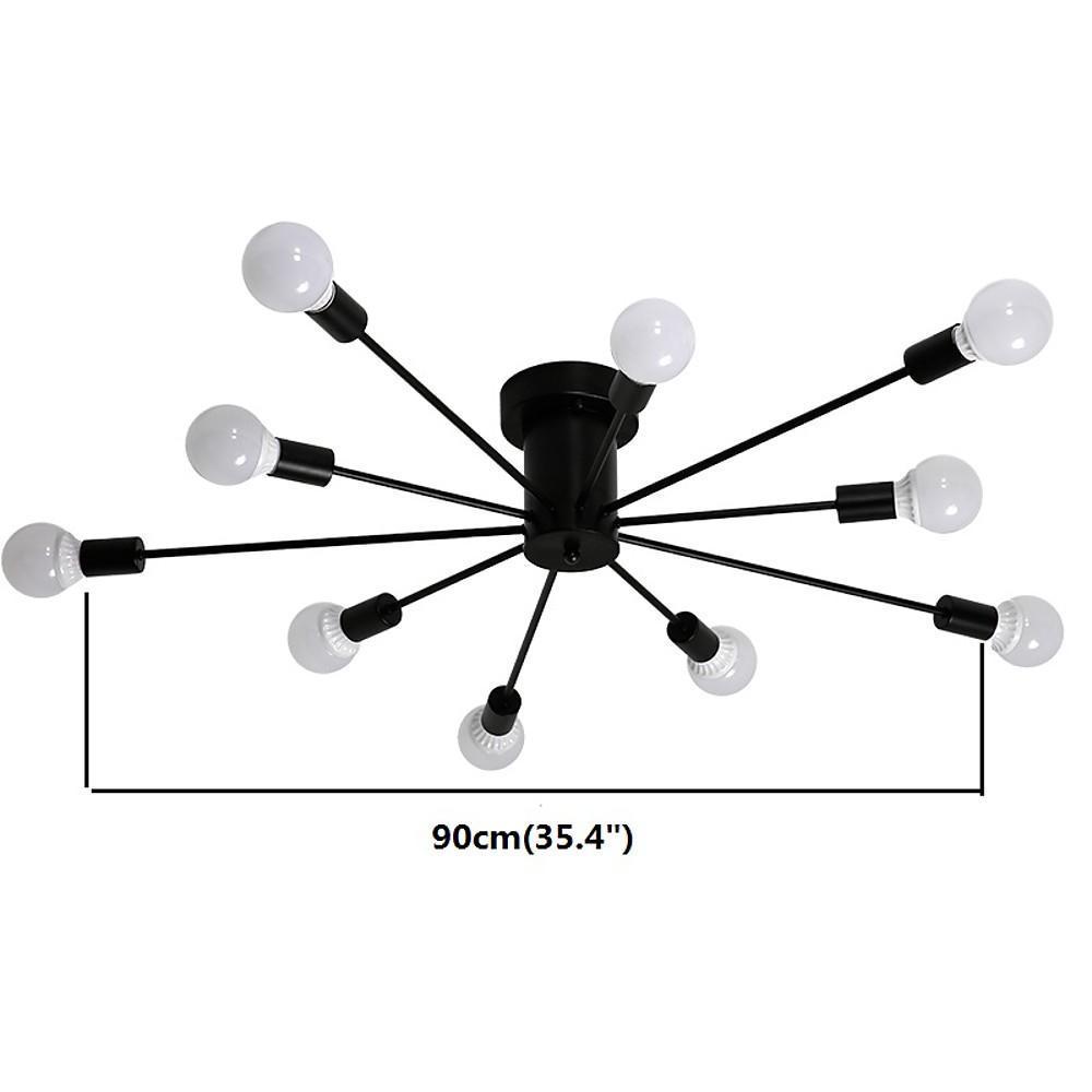 Metal Large Flush Mount Ceiling Light with 10 Sporadically Positioned LED/Incandescent Lights