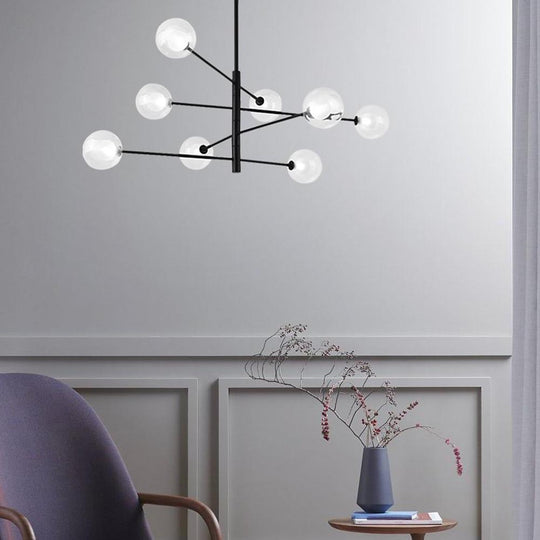 Linear Sputnik Chandelier with 8 Glass Shades