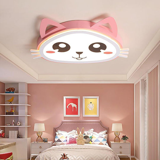 Kitten Bedroom Flush Mount LED Kids Ceiling Light