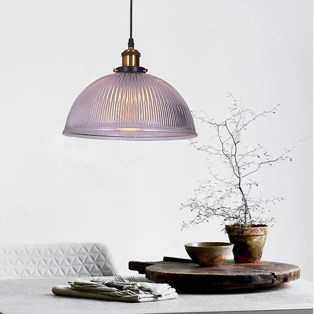 Electroplated Metal Glass Bowl-Shaped LED Vintage Pendant Light