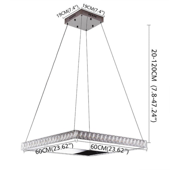 Square Electroplated Crystal – LED Modern Chandelier Pendant Light