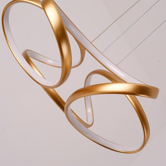 Interwoven Wave Design Gold Sputnik Chandelier – Metal Ceiling Light