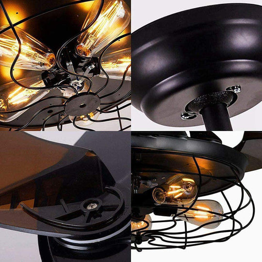 Farmhouse Style 3 Blade Retractable Ceiling Fan with LED Light
