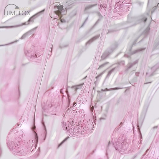 Creative Tree Branch LED Chandelier – Lovely Pink & Blue Pendant Light for Bedrooms