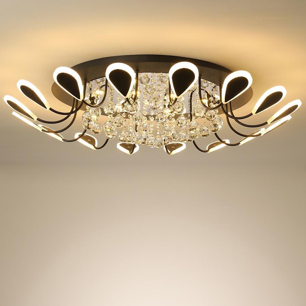 Flower Shaped Dimmable LED Crystal Flush Mount Ceiling Light