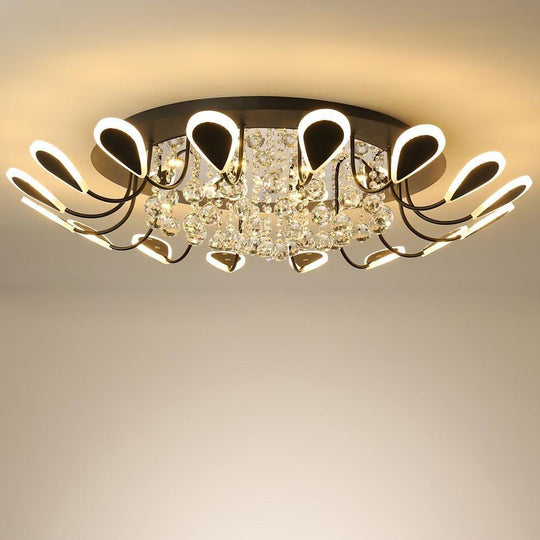 Flower Shaped Dimmable LED Crystal Flush Mount Ceiling Light