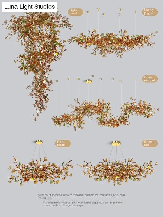 Nordic Glass Leaf Chandelier – Modern Decorative Lighting
