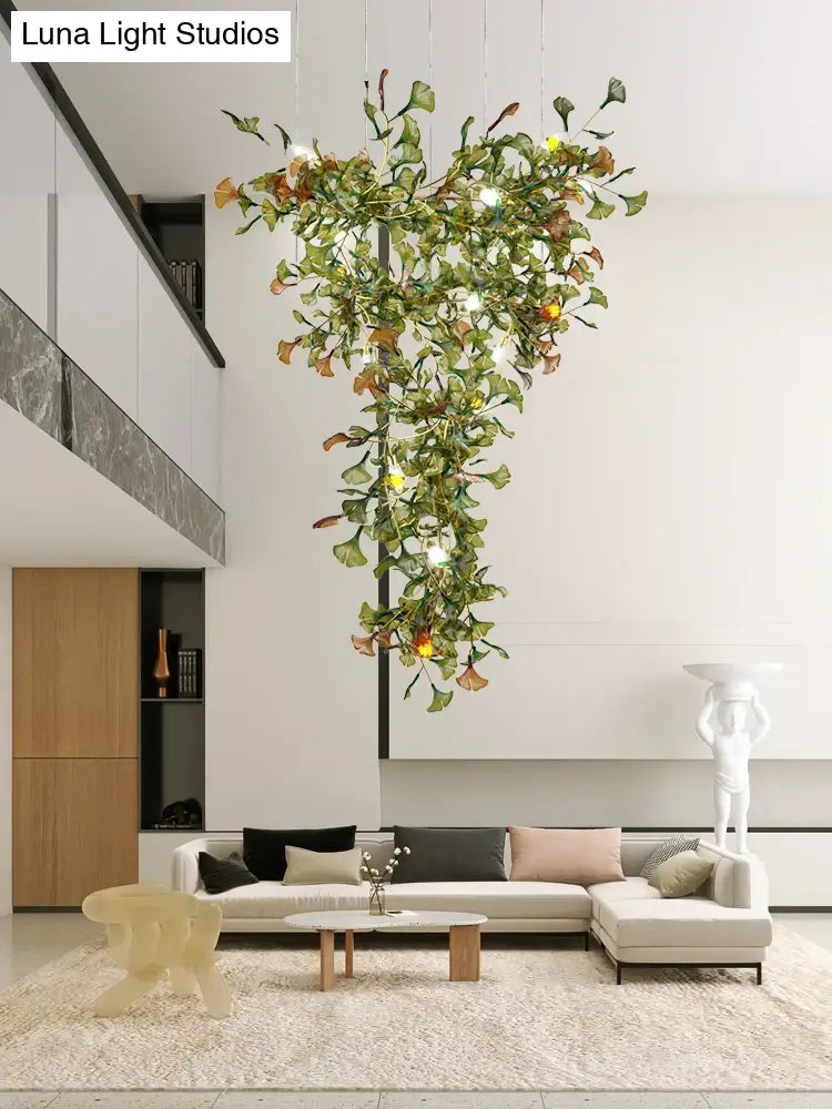Nordic Glass Leaf Chandelier – Modern Decorative Lighting