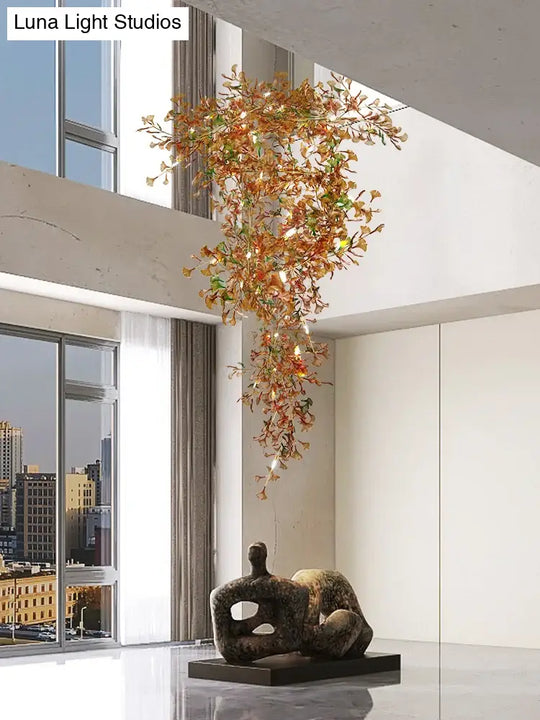Nordic Glass Leaf Chandelier – Modern Decorative Lighting