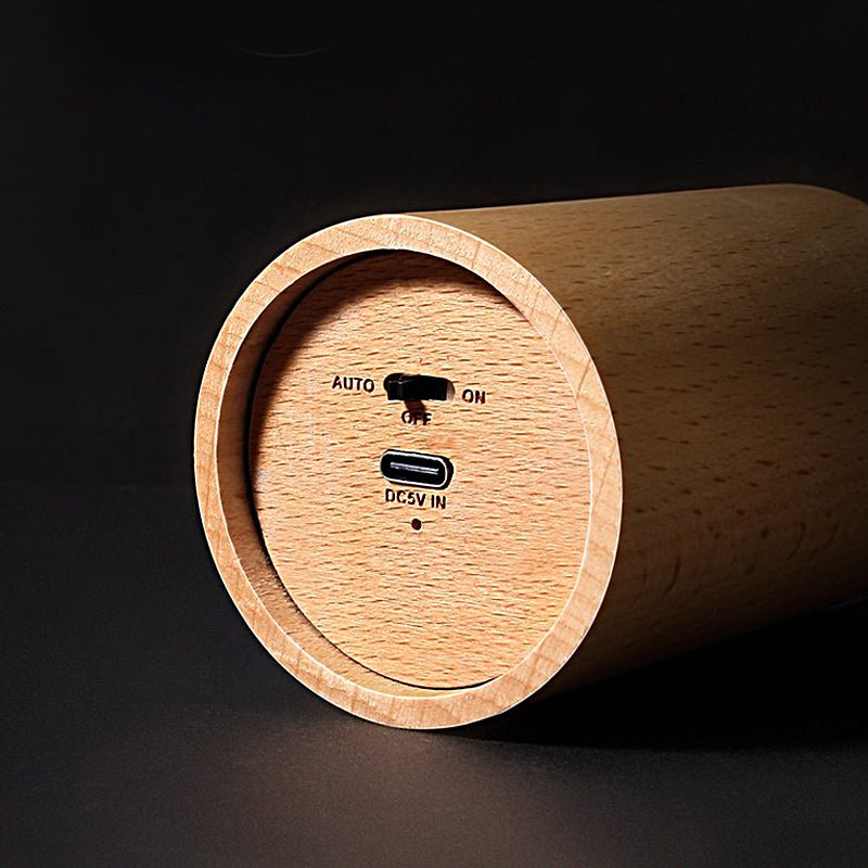 Candlelight Cylinder Wood Accent LED Table Lamp