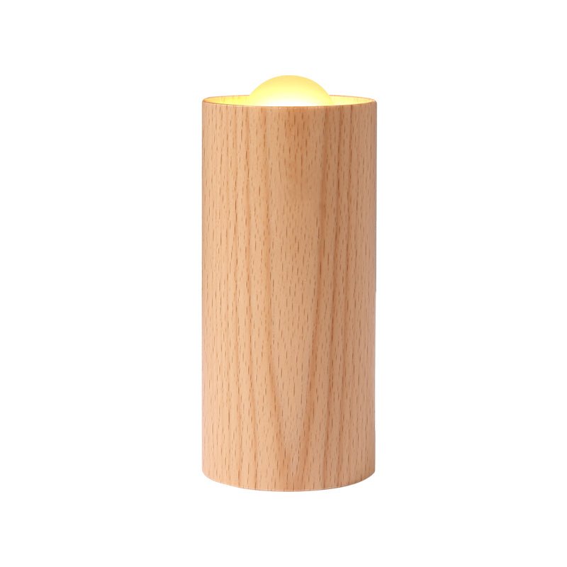 Candlelight Cylinder Wood Accent LED Table Lamp