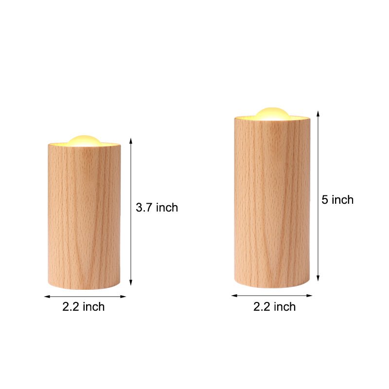 Candlelight Cylinder Wood Accent LED Table Lamp