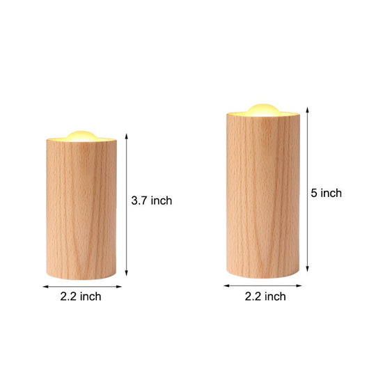 Candlelight Cylinder Wood Accent LED Table Lamp