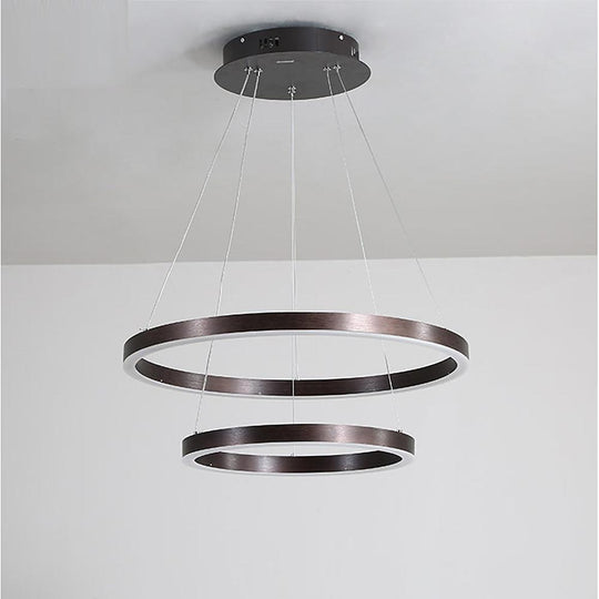 Modern LED Circular Chandelier – Two-Tier Minimalist Pendant Light