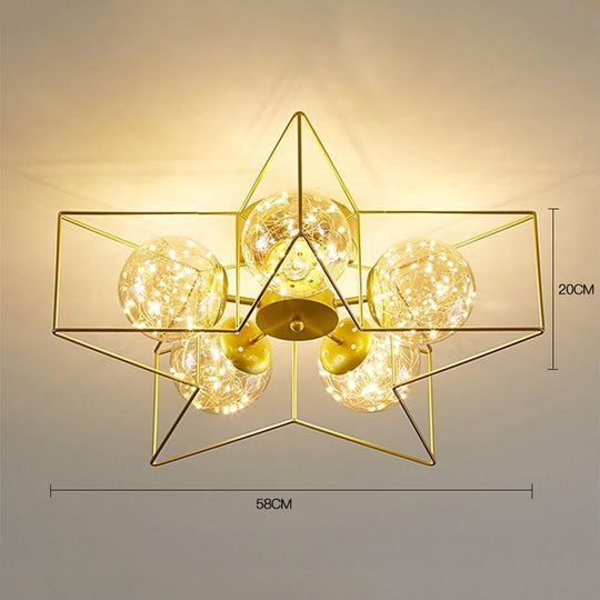 5-Light Five-Pointed Star LED Modern Flush Mount Ceiling Light