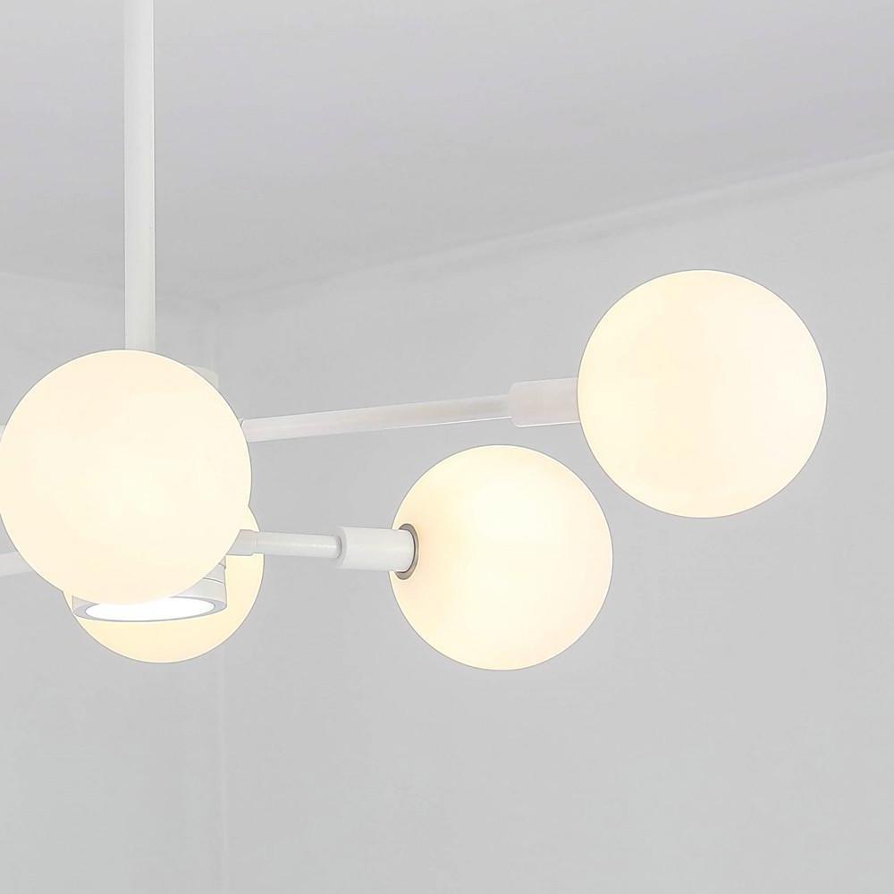 6-Light LED Glass & Metal Modern Chandelier for Kitchen Island Lighting