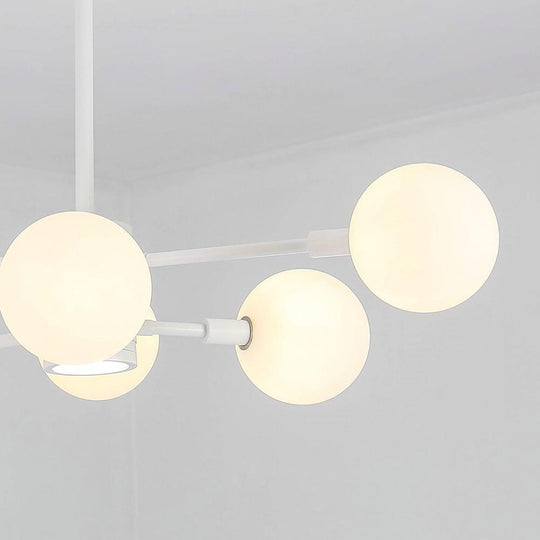 6-Light LED Glass & Metal Modern Chandelier for Kitchen Island Lighting