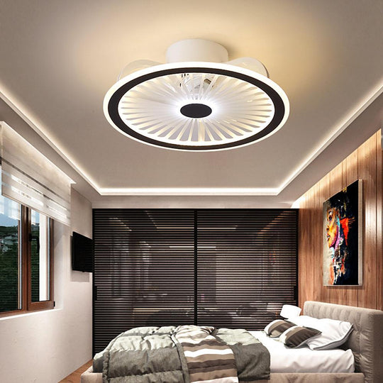 Modern Black & White Bladeless Ceiling Fan with LED Light