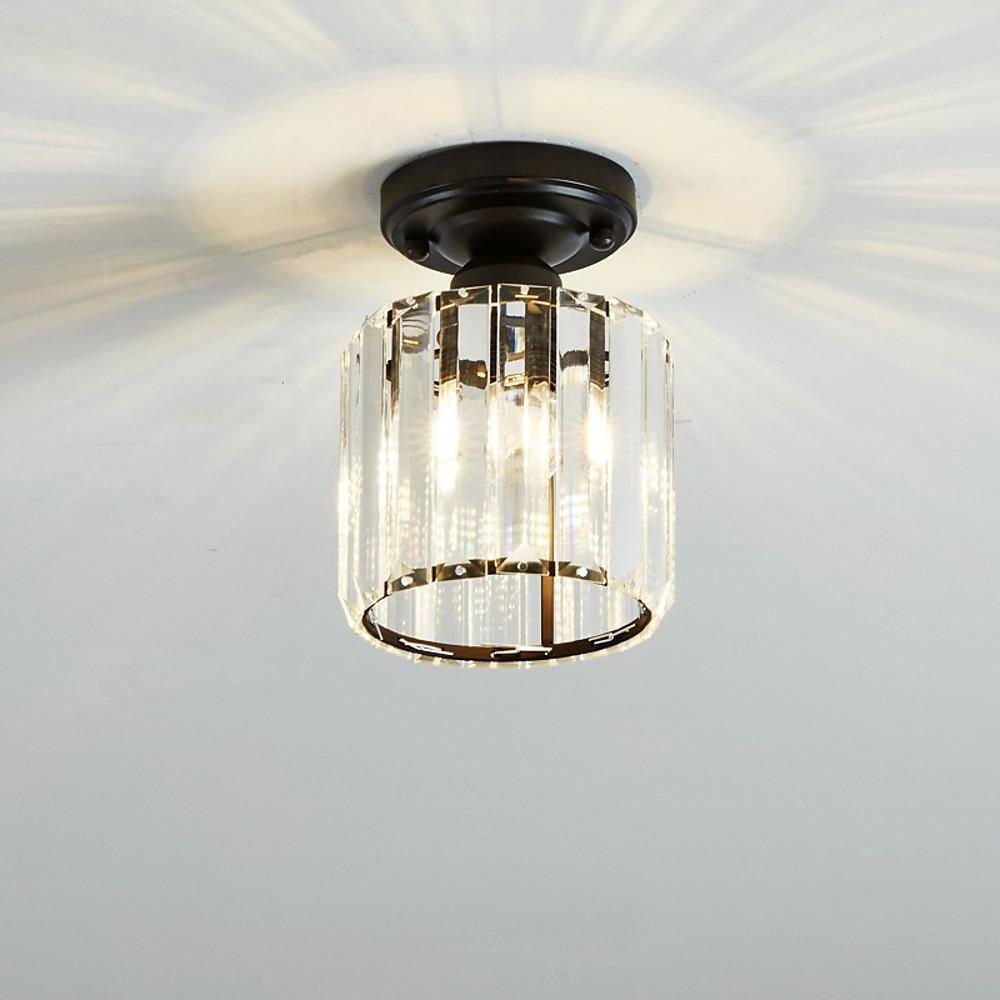 Modern Crystal Metal Industrial LED Semi-Flush Ceiling Light