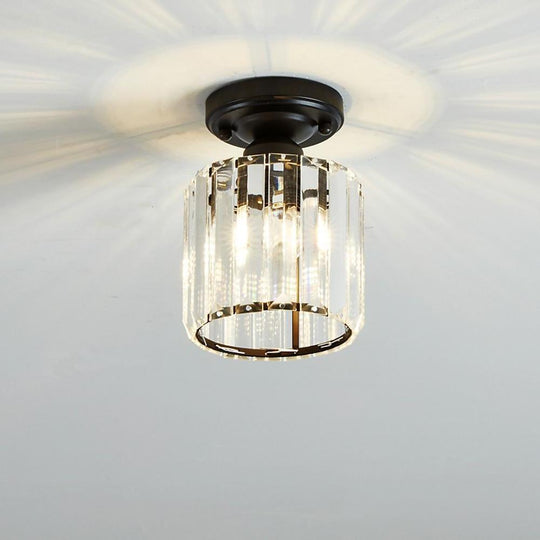 Modern Crystal Metal Industrial LED Semi-Flush Ceiling Light