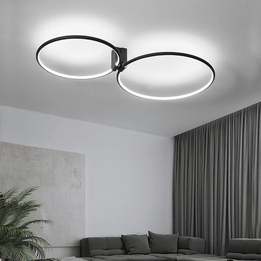 2-Circle Metal Abstract LED Flush Mount Ceiling Light