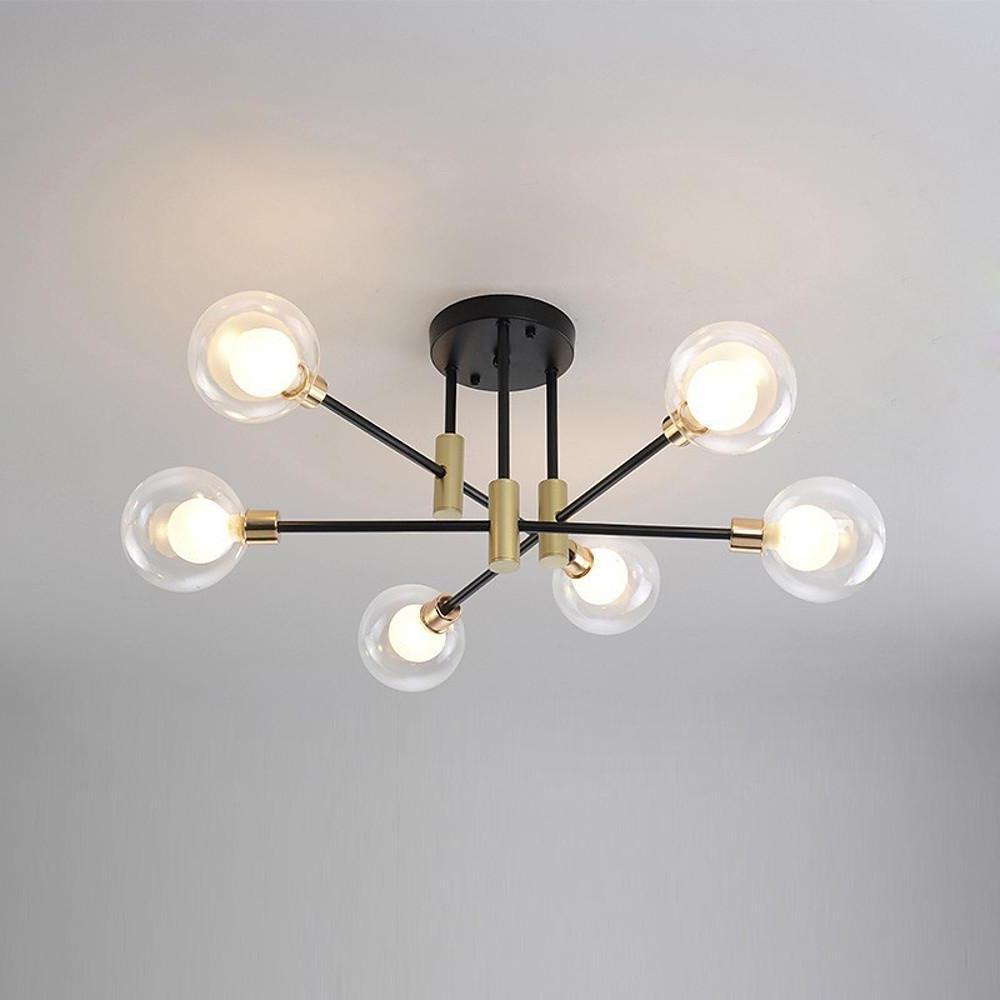 Modern Metal Glass Flush Mount Sputnik LED Bedroom Ceiling Light