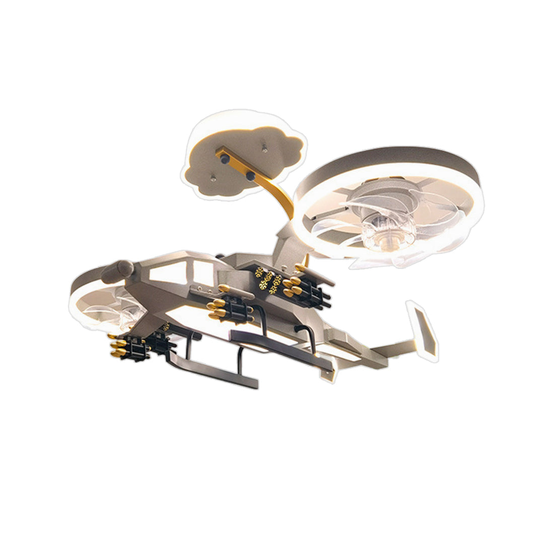Airplane Ceiling Fan With Light – Children’s LED Remote Control Fan Lamp (Gray/Green)