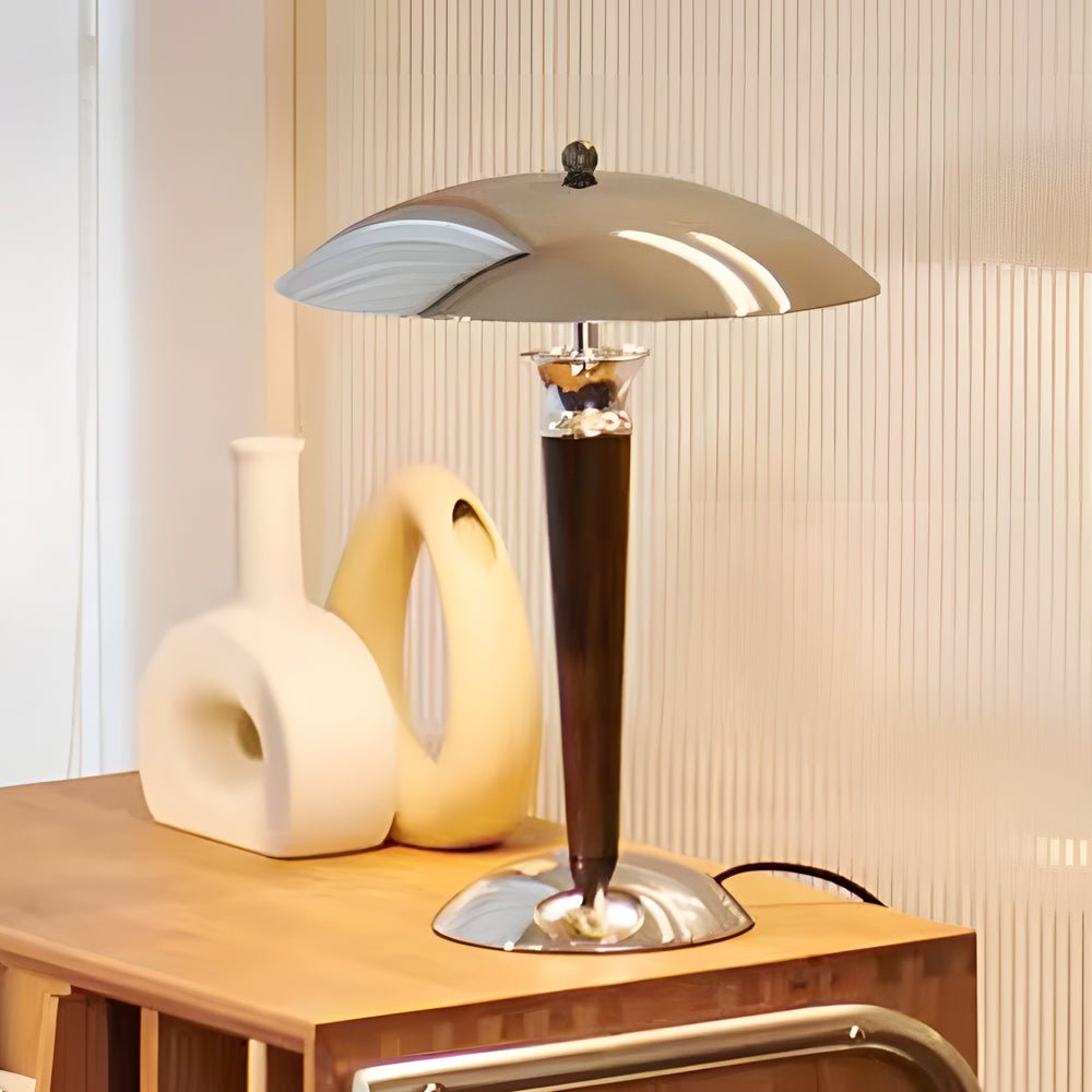 Chrome Mushroom Umbrella Table Lamp – 3 Step LED Lights
