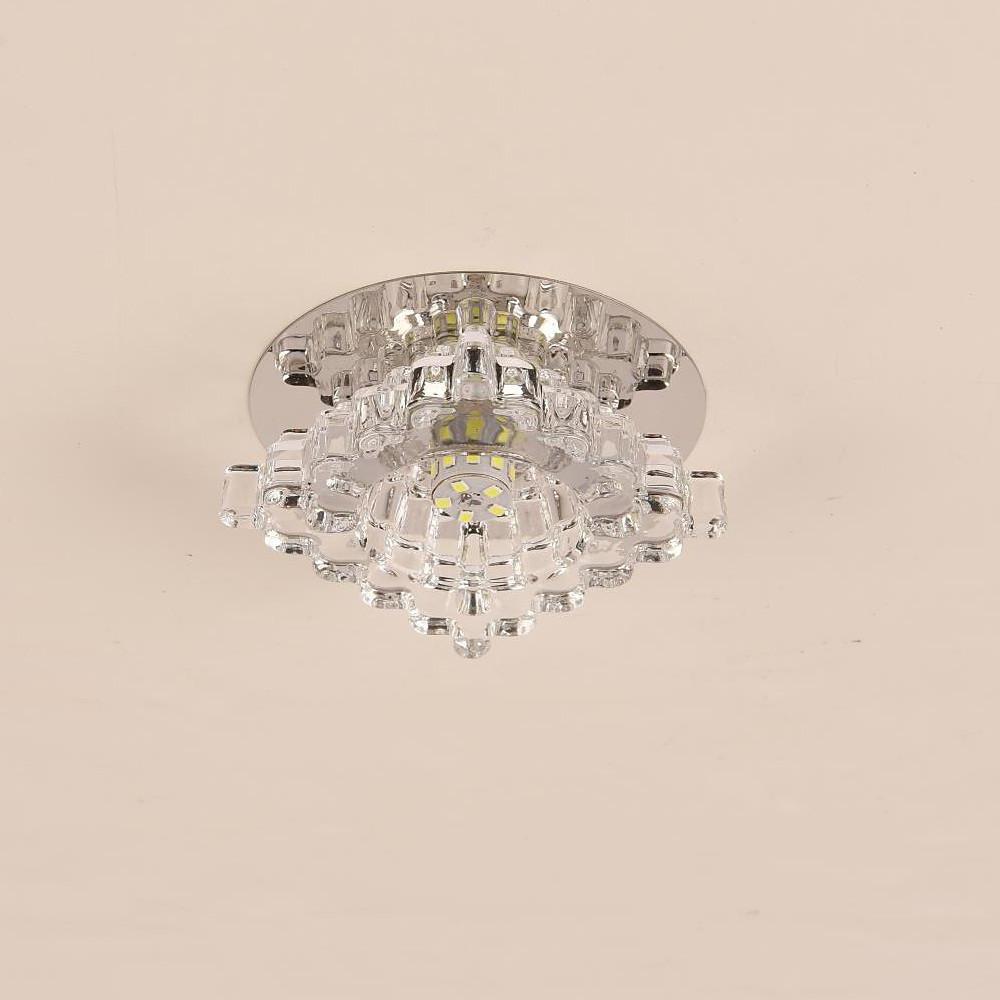 Geometric Crystal Flush Mount Ceiling Light – Modern LED Kitchen Fixture