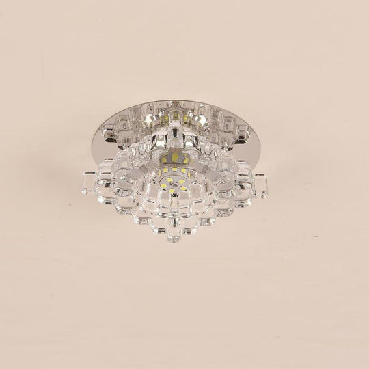 Geometric Crystal Flush Mount Ceiling Light – Modern LED Kitchen Fixture